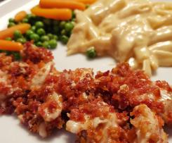 Hähnchen mit Tomatenmarinade, Frischkäsesoße & Gemüse