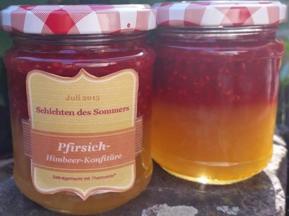 Pfirsich-Himbeer-Schichtkonfitüre