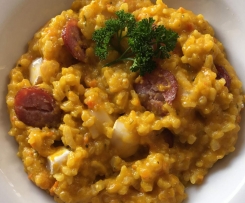 Kürbisrisotto mit Cambenbert und Chorizo