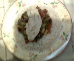 Hähnchensteak, Paprika, Reis