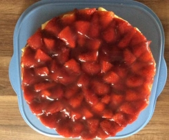 Erdbeerkuchen (Bisquit) mit Vanillepudding