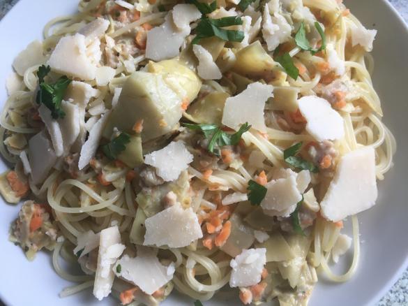 Artischockenragout zu Nudeln