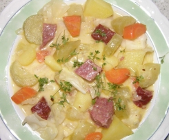 Kasslernacken in Senfrahm mit Gemüse (m. Orig.)