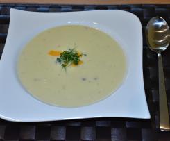 Kartoffelsuppe Cheddarkäse und Speckwürfel