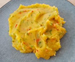 Kartoffelbrei gespickt mit Paprika (Beilage zu Fisch oder Fleisch)