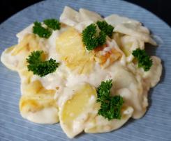 Kartoffel-Kohlrabi-Auflauf mit Frischkäsesauce