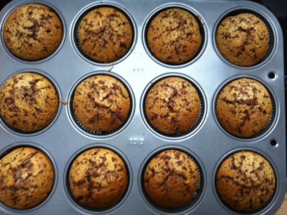 Muffins mit Schoko, Dinkelmehl und Agavendicksaft