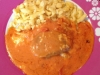 Schweinemedaillons überbacken in Metaxasauce mit Spätzle
