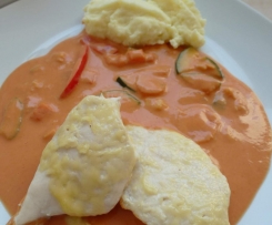 Gemüse od. Paprika Sahne Hähnchen überbacken mit Käse