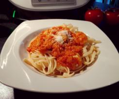 Tomaten-Pasta mit Garnelen