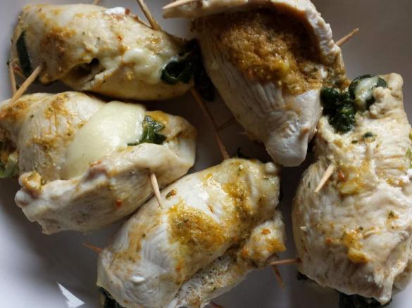 Hähnchenrouladen gefüllt mit Spinat