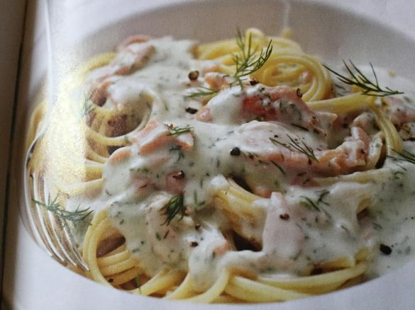 Lachs-Dill-Senf-Sauce zu Nudeln