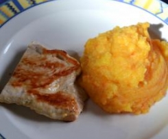 Steckrübenmus mit Bratwurstbällchen