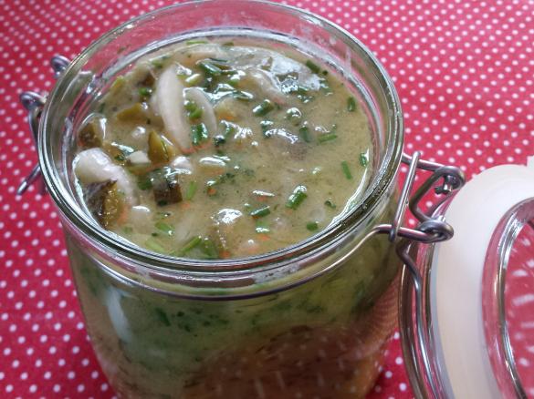 In Senfmarinade eingelegter Matjes