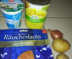 Räucherlachs Ananas Schmand zu Pellkartoffeln