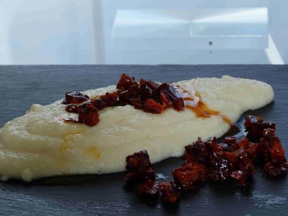 Sellerie-Kartoffelpüree mit karamellisierter Chorizo