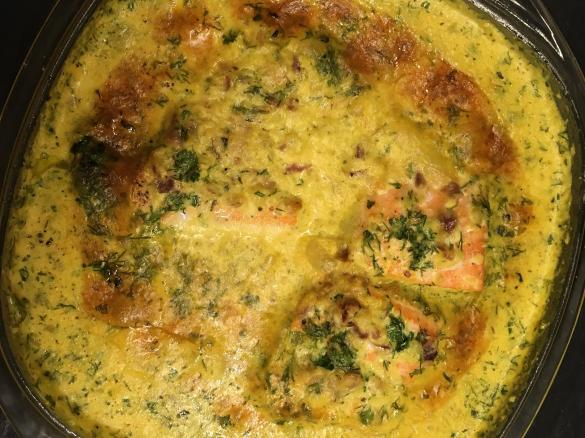 Lachs-Sahne-Gratin