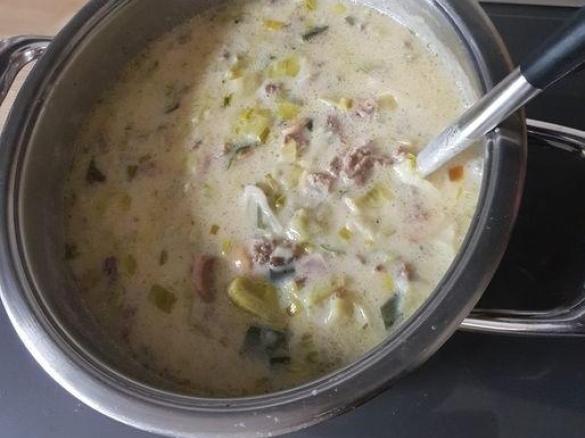 Käse- Lauch-Suppe mit Hackfleisch a`la Mama