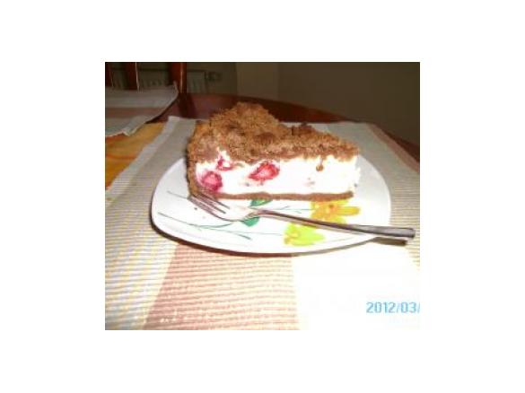 Schokostreusel-Käsekuchen mit Himbeeren