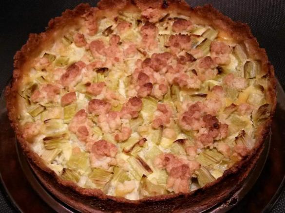schneller Rharbarberkuchen mit Mürbteig und Schmandguss