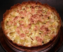 schneller Rharbarberkuchen mit Mürbteig und Schmandguss