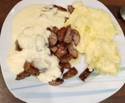 Frischkase Senf Soße zu bratwurst oder Frikadellen