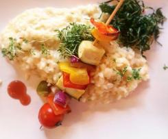 Steinpilzrisotto mit Gemüsespiessli
