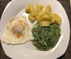 Kartoffeln mit Spiegelei und Spinat