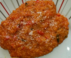 Variation von Reis-Paprika-Topf