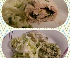 Putenrouladen mit Kräutersauce und Reis