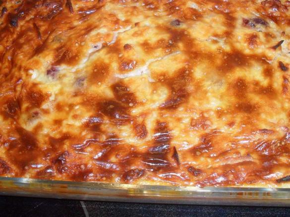 Reisauflauf mit Äpfel und Kirschen