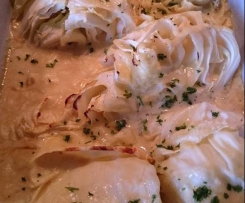 Gratinierter Spiztzkohl an Orangen-Buttersoße