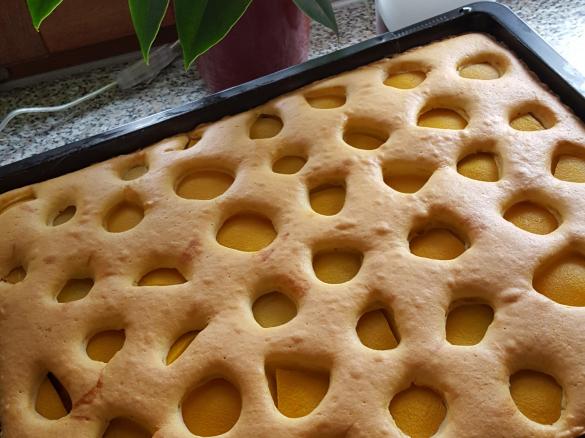 Pfirsich-Eierlikör-Blechkuchen