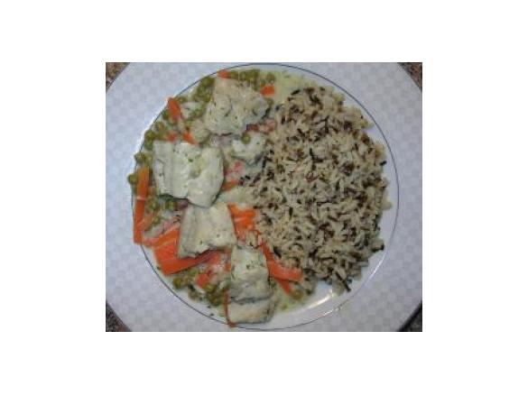 Fisch-Ragout mit Reis