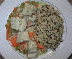 Fisch-Ragout mit Reis