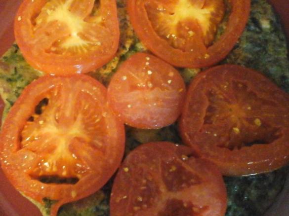 Spinat Pfannkuchen vegan mit gebratenen  Tomaten 