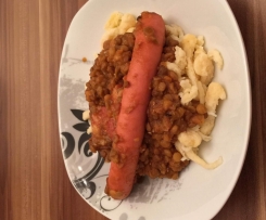 Linsen mit Saitenwürschtle und Bauchspeck nach Manu's Art 