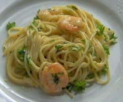 Zitronen Spaghetti mit Garnelen