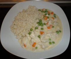 Hühnerfrikassee mit Reis (All-in-one) schnell & lecker