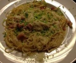 Variation von  Pasta Carbonara