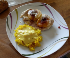 Putenschnitzel Hawai (Pfirsich) mit Reis