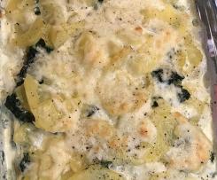 Kartoffelgratin mit Spinat