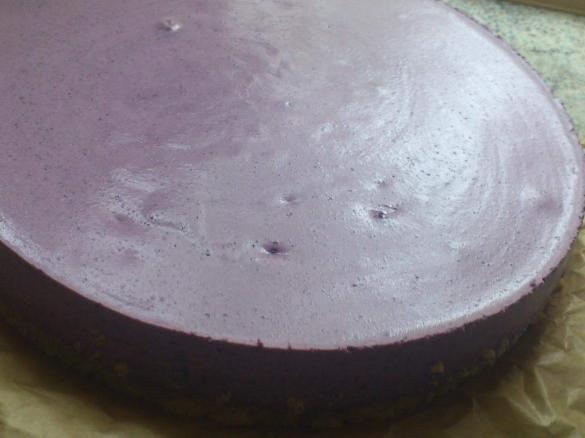 Heidelbeer-Quarkkuchen im Kühlschrank