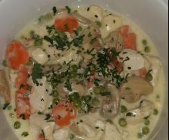 Variation Hühnerfrikassee mit Reis (All-in-one) schnell & lecker