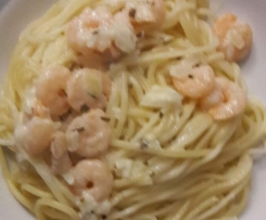 Spagetthi mit Garnelen in Zitronen-Butter-Soße