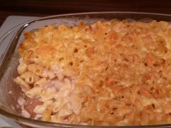 schneller Nudelauflauf Schinken-Sahne