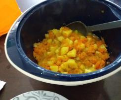 Möhrengemüse mit Kartoffeln und Mettwurst