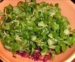Rote Beete - Rohkostsalat, Variante ohne Zwieben, mit Feldsalat