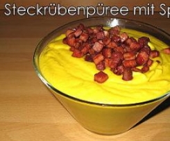 Steckrübenpüree mit Speck