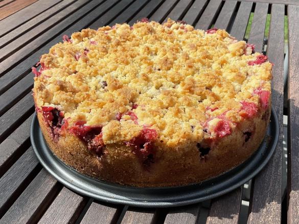 Pflaumenkuchen mit Rührteig & Streuseln ohne Zucker mit Dinkelmehl